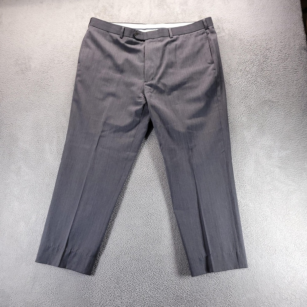 Brooks Brothers Dress Pants Mens 44 Gray Madison Wool Flat Front Trousers 44x28